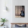 thumbnail image 3 of Creowell  Black and White Guitar Wall Art Wooden Background Canvas Paintings Vintage Music Home Decor  Posters Prints for Bedroom Living Room Framed Ready to Hang 16x20 in/12x16 in, 3 of 4