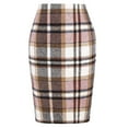 thumbnail image 2 of Cyglowse Midi Plaid Skirts for Women 2025 Fall Winter Knee Length Pencil Wool Skirt Pink M, 2 of 5