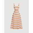 thumbnail image 3 of Multicolor Striped Knit Slip Dress For Women, Maxi Length Ruched Waist Summer Dress, 3 of 7