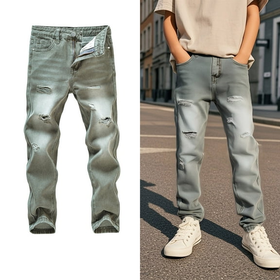 Jeans for Boys Boys Slim Fit Jeans Brown Pants for Kids Back to School Clothes for Boys Kids Clothes for Teen Boys 6-7 Years