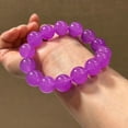 thumbnail image 5 of Real Natural Ice purple Burmese Beads Jade jadeite Bracelets Bangle 14MM, 5 of 8
