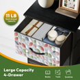 thumbnail image 5 of 4 Drawer Vertical Storage Dresser pink blue ornaments Pink blue flowers with Wood Top Fabric Pull Drawers, 5 of 8
