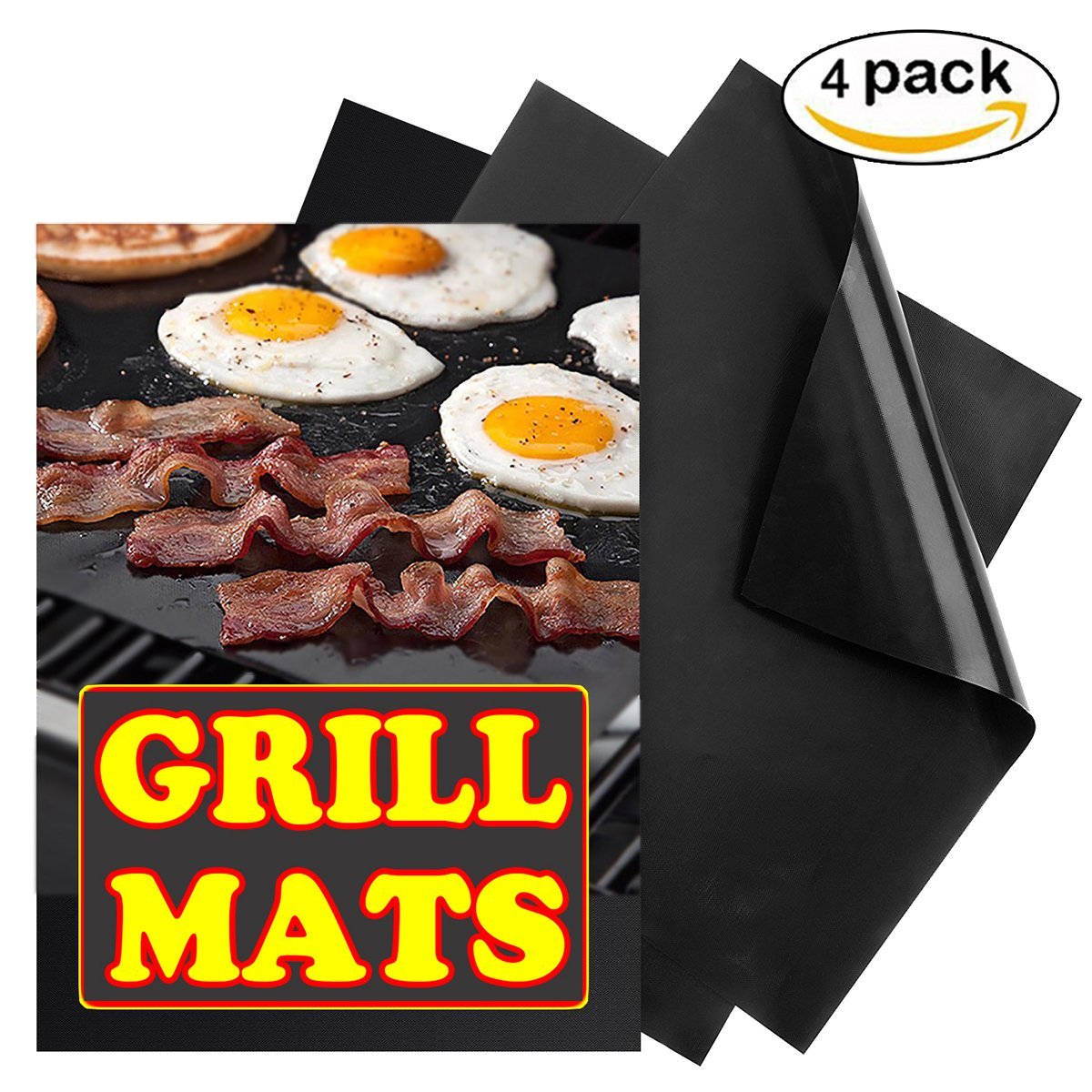 MODANU Grill Mats Set of 4 Non Stick BBQ Grill Mats Use on Gas, Charcoal, Electric Grill, 15.75 x 13 inch, Black - image 3 of 9