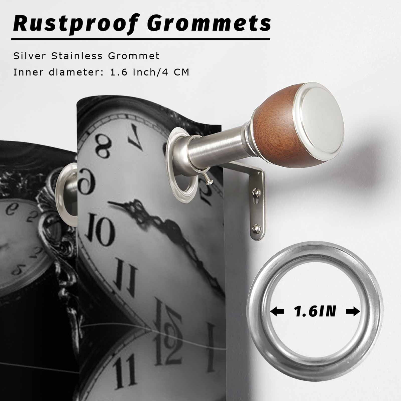 Pocket Watches Outdoor Curtains for Patio, Cool Gray White Sunshade Privacy Drapes Grommet Waterproof Outside Curtains for Porch/Cabana/Balcony 54"x 108", 2 Panel