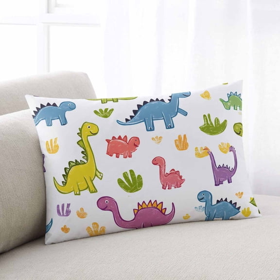 Colorful Dinosaur King Pillow Covers, Cute Cartoon Animals Soft Breathable Throw Pillow Cases with Invisible Zipper, Decorative Pillowcase Pillows Protectors for Sofa Bed Couch 20"x36"