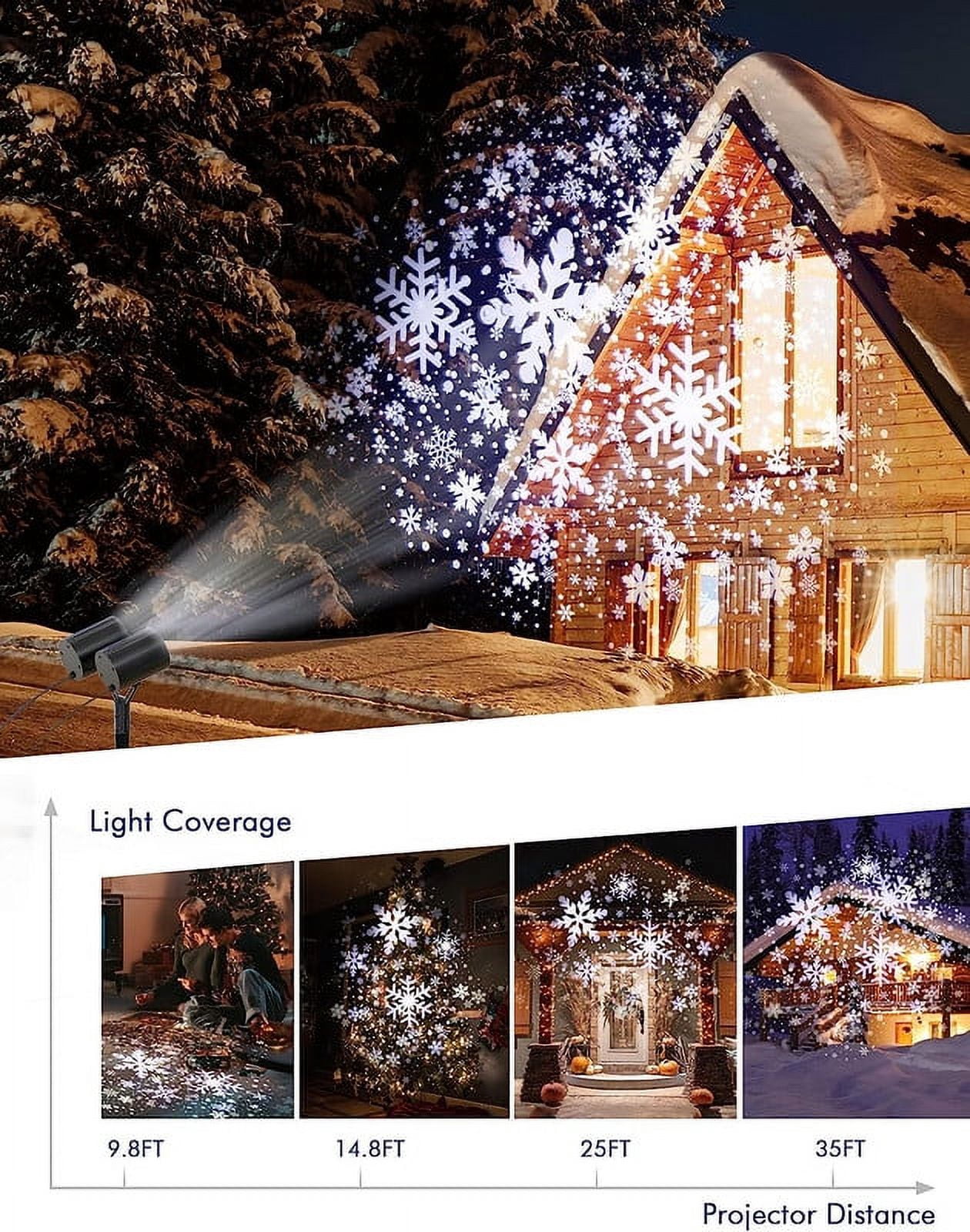 Christmas Snowflake Projector Lights, Double Head IP65 Waterproof Led Snowfall Show Outdoor, Christmas Decorations, Ideal for Xmas Holiday Party Wedding Garden Patio