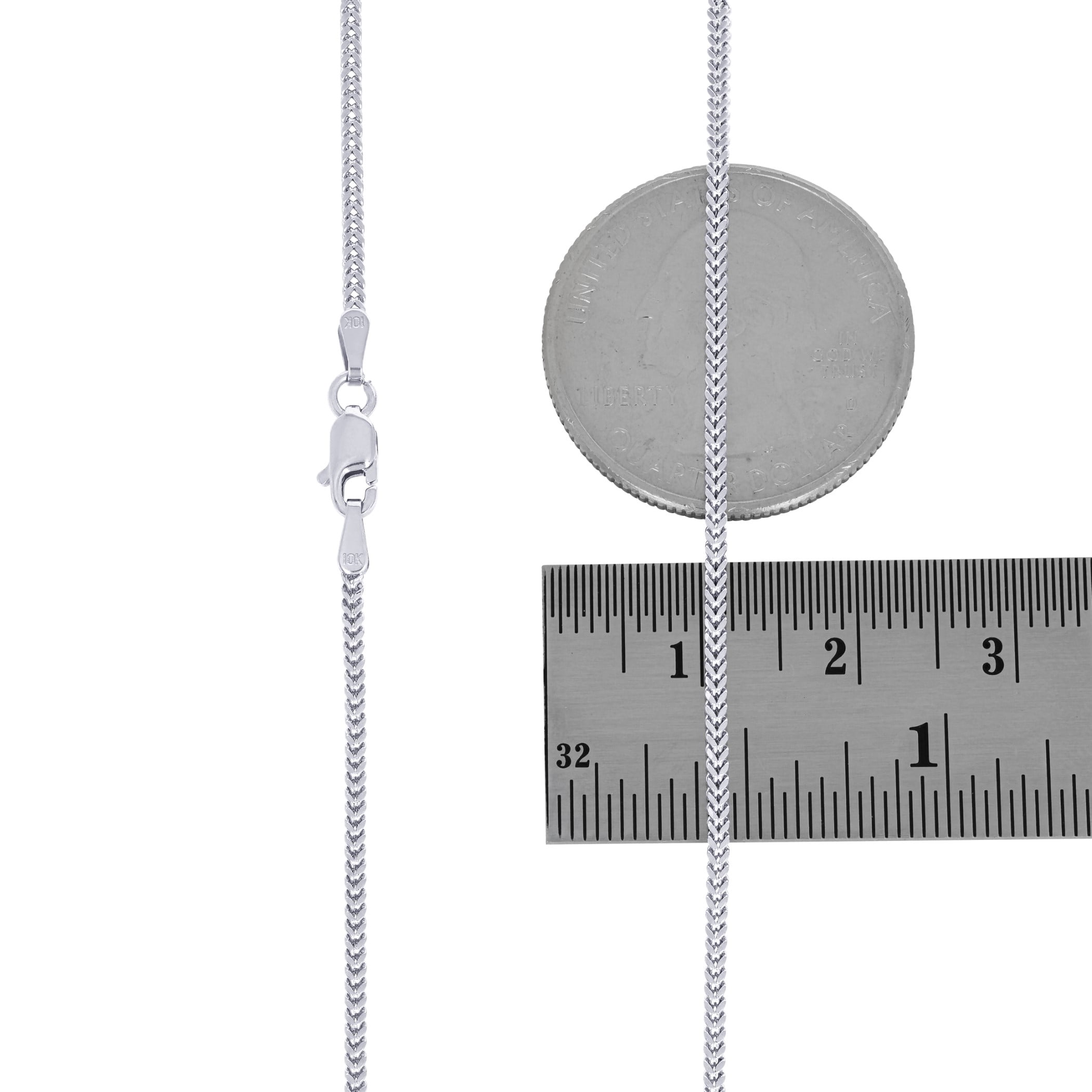 Nuragold 10k Real White Gold Franco Square 1.5mm Box Chain Wheat Chain Necklace (16"-24") Dainty Italian Jewelry for Men & Women