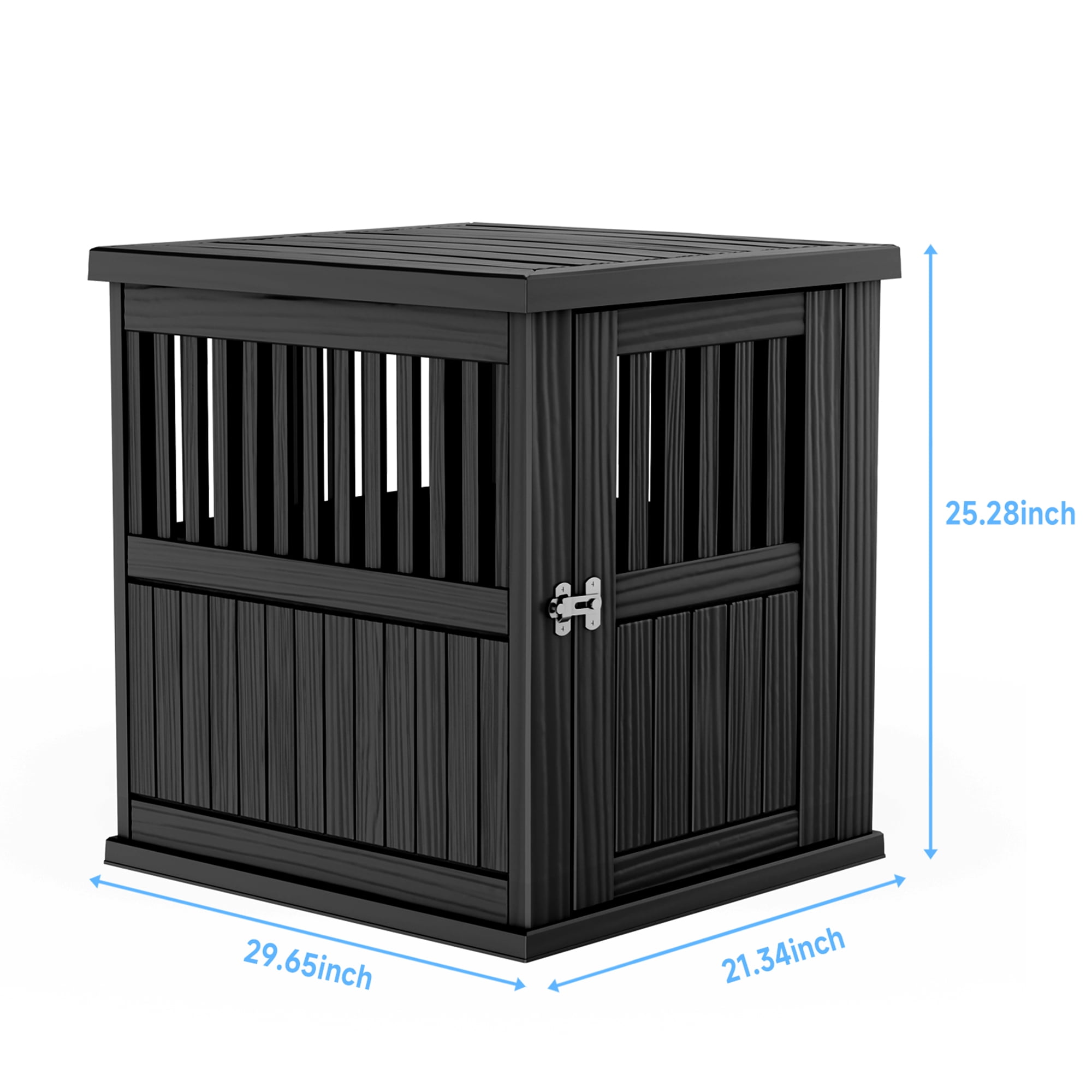 MAYEERTY Lockable Gate Pet Crate, Furniture-Style Kennel & Side Table for Home Patio, Black