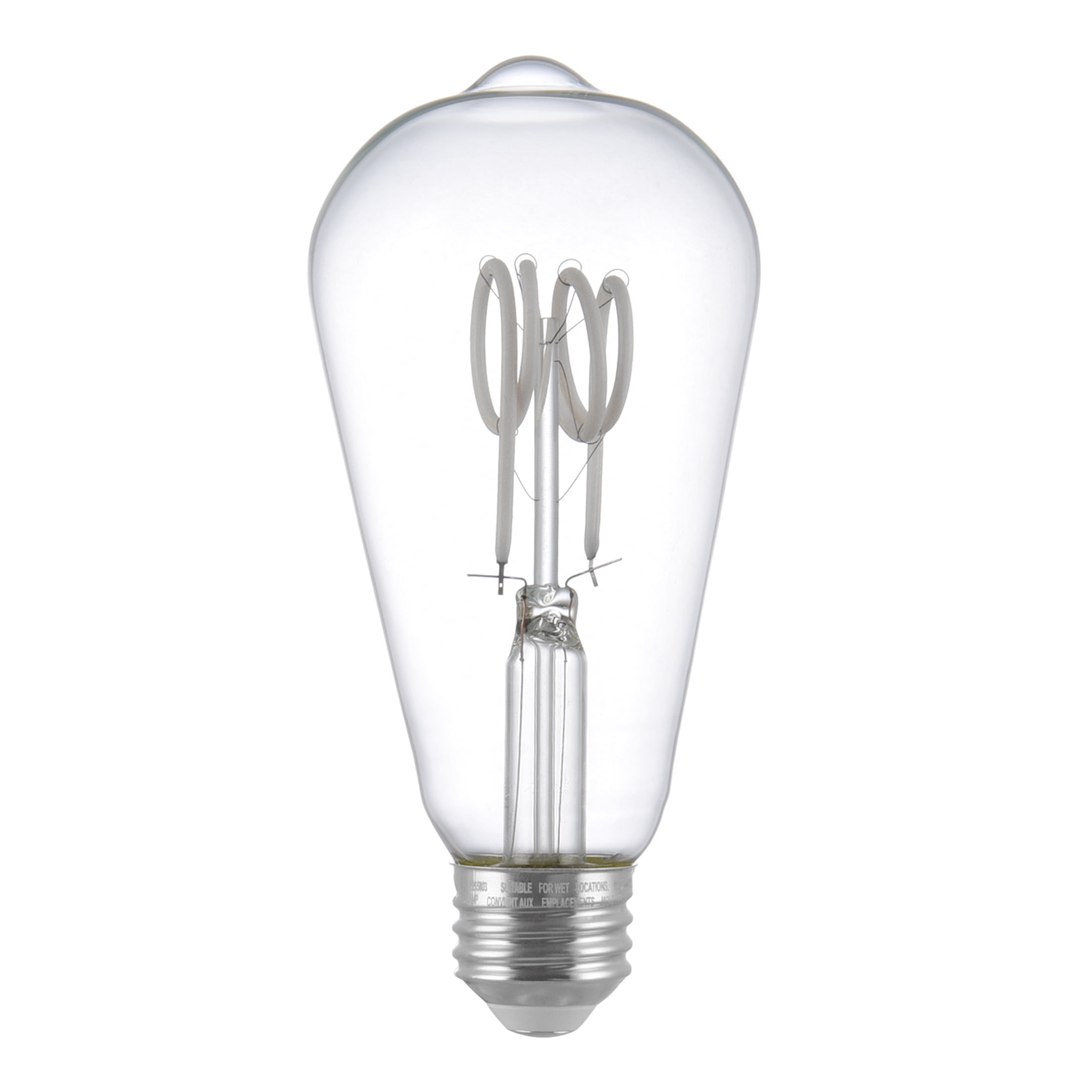 (2 pack) Better Homes & Gardens 6.5W (60W Equivalent) Daylight Dimmable ST19 White Filament Light Bulb E26 Base 2 Pack