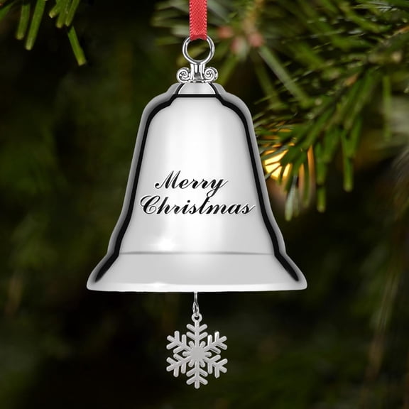 SHILIU-Styleonme Decorative Bells, Christmas Ornaments 2025, Engraved It's Merry Christmas 2025, Silvery Bells Decoration with Pendants Snowflakes