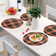 thumbnail image 5 of Orange & Black Buffalo Plaid Round Placemat Set of 4, Non-Slip Heat Resistant & Waterproof Plate Pads for Dinner Table Table Placemats, 15.4 in Home Decor, 5 of 6