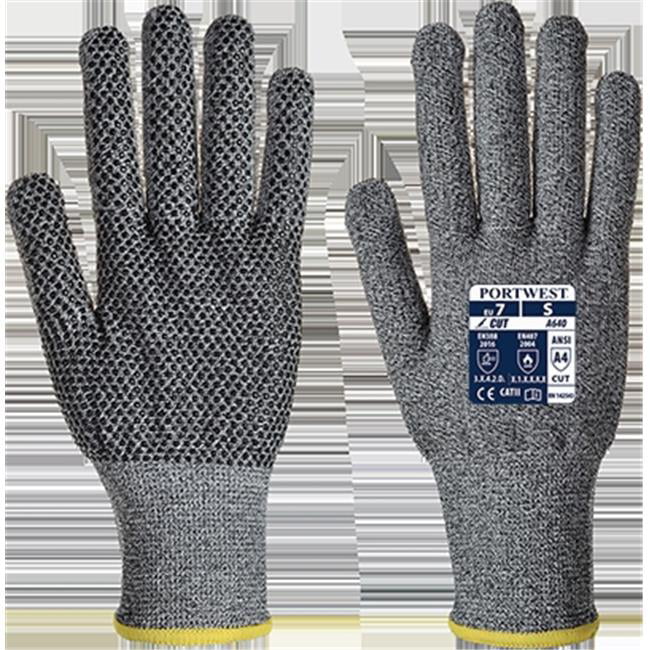 Portwest Sabre-Dot Glove-PVC Color: Grey Size: XL A640G7RXL