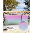 thumbnail image 2 of Pack of 2 Outdoor Pillow Covers, Pink Blue Purple Yellow Gradient Waterproof Square Throw Pillowcase Cushion Decorative Pillow Covers for Couch Patio Tent, 20x12 in, 2 of 6