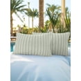 thumbnail image 4 of Outdoor Pillows Waterproof, Sage Green Botanical Throw Pillows with Inserts Included, Farmhouse Modern Striped Leaf Indoor Outdoor Decorative Lumbar Pillow for Bed/Couch/Patio 12"x20", 2Pcs, 4 of 8