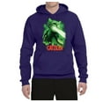 thumbnail image 2 of Catzilla Parody Taking Over City | Mens Cat Lover Hooded Sweatshirt Graphic Hoodie, Purple, Medium, 2 of 3