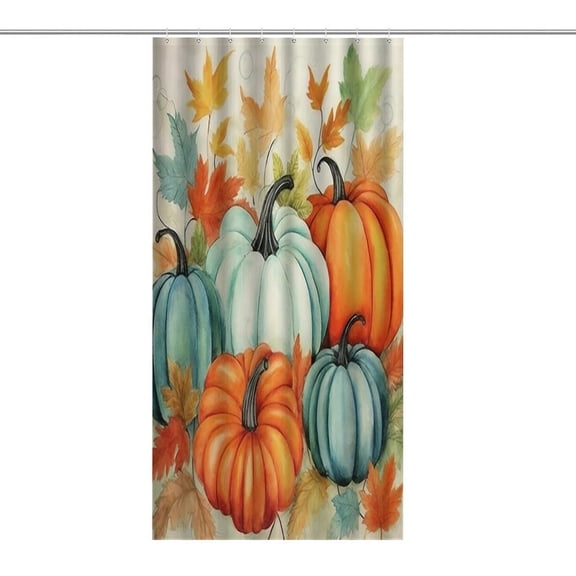 RKSupls Waterproof Shower Curtain, Pumpkins Leaves Butterfly Autumn Polyester Shower Curtain with Hooks for Chic Elegant Home Bathtub Bathroom Decor Washable