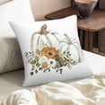 thumbnail image 4 of Fall Autumn Decorations Pumpkin Throw Pillows Cover 18x18 Set of 2 Grey White Pumpkins Orange Flowers Thanksgiving Harvest Pillow Covers Outdoor Decorative Pillow Cases for Bedroom Couch Sofa Decor, 4 of 6