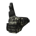 thumbnail image 3 of Bolso bandolera para hombre, informal, versátil, moderno, portátil, bandolera para el pecho, bolso de pecho para ir de compras, senderismo, escalada, Verde y negro, 3 of 8
