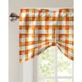 thumbnail image 3 of Tie Up Valance Curtain for Kitchen, Watercolor Vintage Orange Buffalo Plaid Rod Pocket Short Curtains Adjustable Tie-Up Shade Valances, Abstract Geometric Window Treatment for Bathroom Living Room Bedroom, 3 of 7