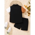 thumbnail image 3 of Coduop Toddler Boys Summer Outfit Sets Short Sleeve Contrast Color T-Shirt and Shorts Tracksuit, 3 of 8