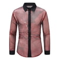 thumbnail image 1 of Blusa y camisa de manga larga con cuello vuelto para hombre, estilo casual, con botones, estampado playero, de manga corta, de poliéster, 1 of 8