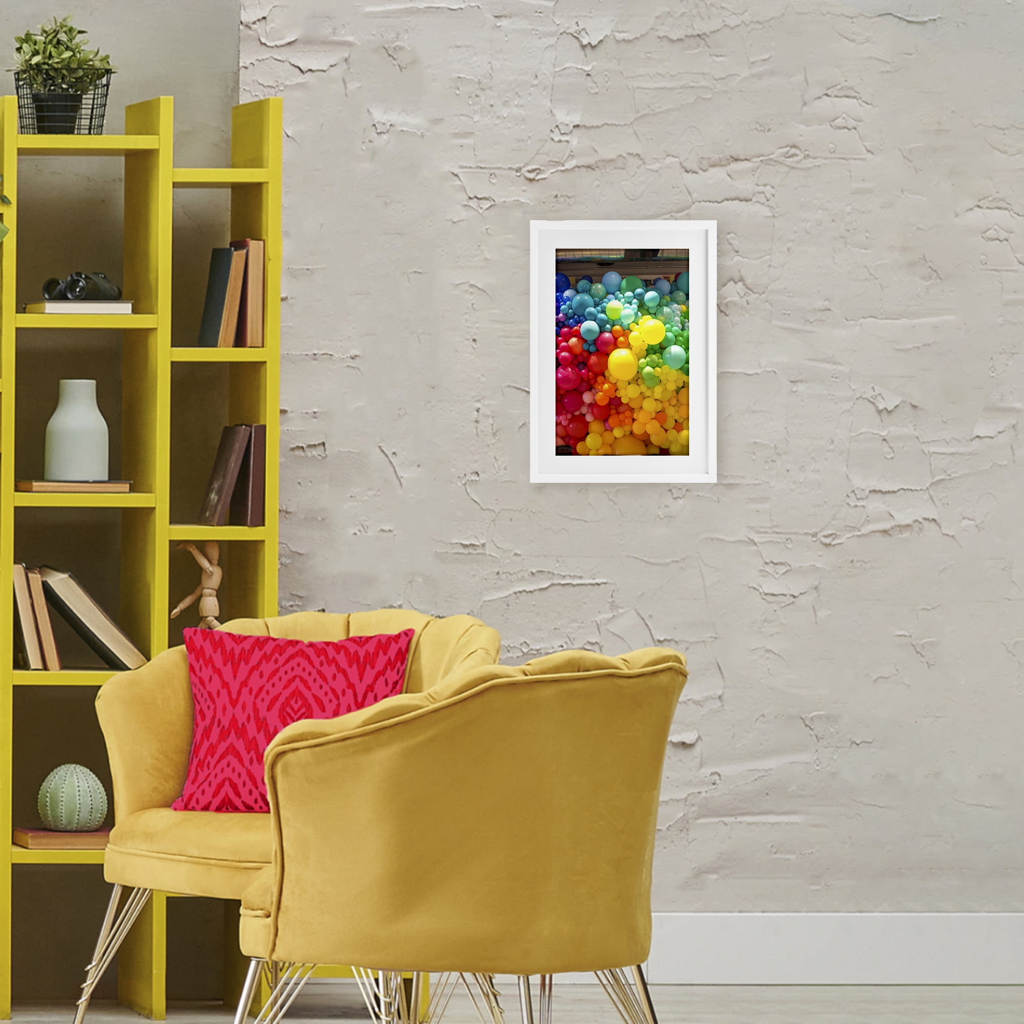 Stupell Industries Lively Colorful Balloons White Framed Print Under Glass, design by LISH Creative