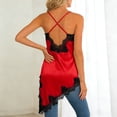 thumbnail image 5 of COMVALUE Women's Satin Lace Dress Asymmetric Cocktail Mini Dress Layering Essentials Elegant Dresses Date Night Outfits Red Size XL, 5 of 6