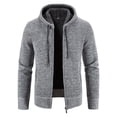 thumbnail image 3 of Suéter con capucha para hombre, abrigo grueso con forro polar, suéter suelto, suéter casual para hombre, cárdigan para hombre, 3 of 5