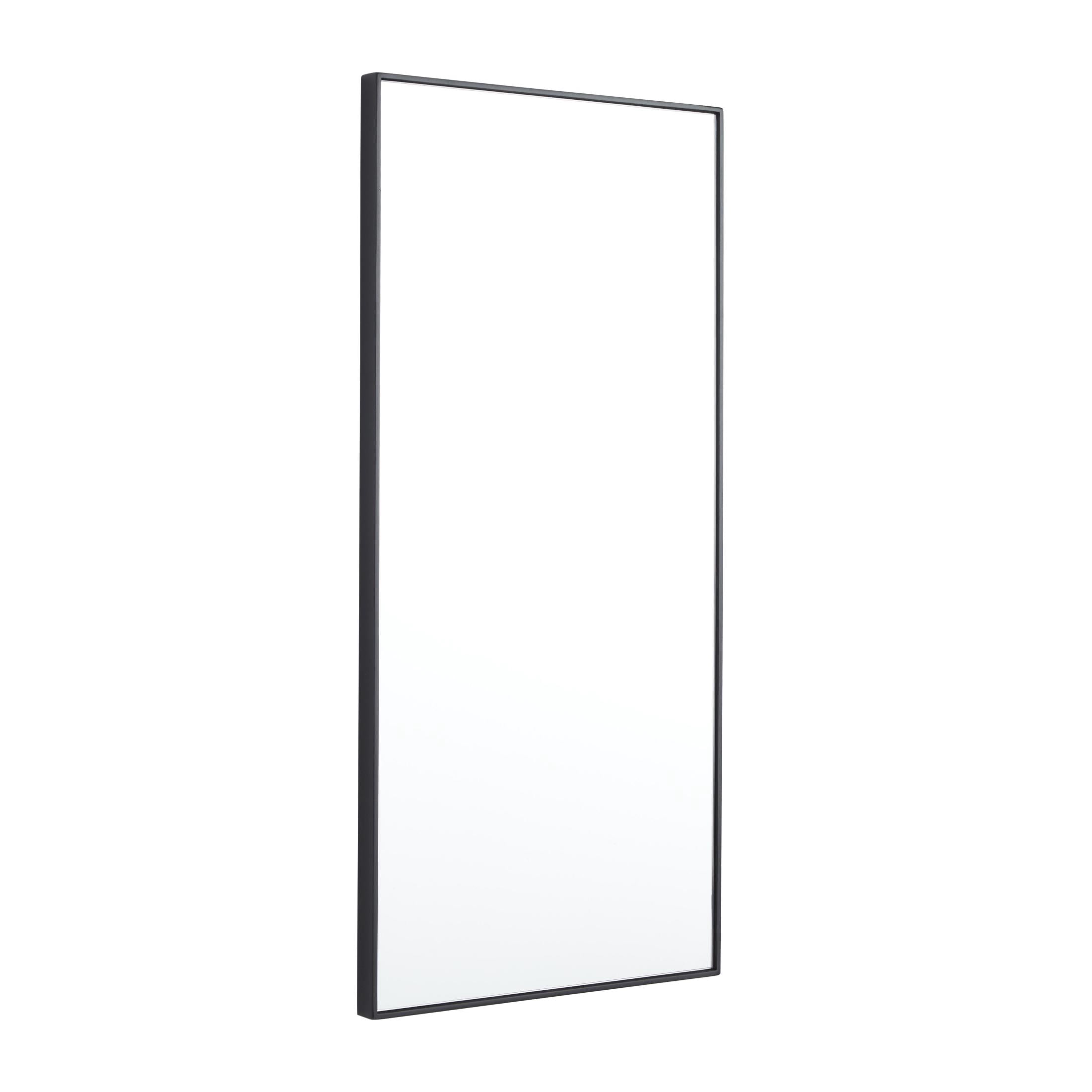 DecMode 14" x 30" Black Wall Mirror with Thin Frame