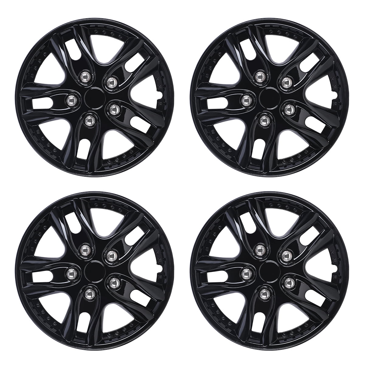 4Pcs/set 12 Inch UniversalWheel Rims Cover Hubcaps Snap On Car Truck SUV Wheel Covers PP Material （12-Inch, Black Lacquer）