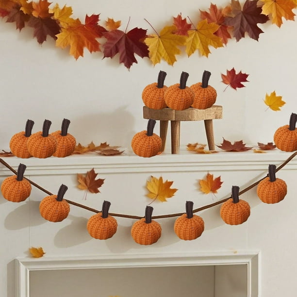 Uuiauoio 2-inch Faux Fall Harvest Crochet Pumpkins Small Knit Pumpkins in Rustic Farmhouse Pumpkins Pumpkins for Thanksgiving Halloween Autumn Mantel Table Décor