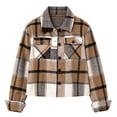 thumbnail image 3 of Flannels for Women Cropped Shacket Jacket Fashion Plaid Fall Coat M, 3 of 8