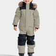 thumbnail image 2 of Huesdet Snowsuit Children Boys Ski Suit Thermal Ski Overall Spring Warm Snow Overall Windproof Suit Hood(Khaki,14-15 Y), 2 of 6