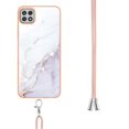thumbnail image 3 of Allytech Galaxy A22 5G Case [Not for 4G Phone], Luxury Marble Pattern TPU Rubber Slim Fit Anti-scratch Shock-absorbing Back Cover with Shoulder Strap Case for Samsung Galaxy A22 5G, White, 3 of 4