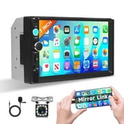 Podofo 7 Inch Dual Din Car Stereo MP5 Multimedia Player with Bluetooth FM Radio Rearview Camera and Screen Mirroring Support