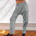 thumbnail image 2 of HUJlwoi Women's Workout Pants Lightweight Solid Color Elastic Waist Trousers with Pockets Loose Comfy Athletic Hiking Pants, 2 of 6