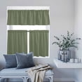 thumbnail image 6 of 3 Piece Kitchen Curtains and Valances Set Green Solid Color Cafe Curtains 36 Inch Length Aesthetics Contemporary Luxury Valance & Tier Curtain for Living Room Bedroom Small Window 54"x18"+27"x36"*2, 6 of 6