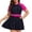 Pink, variant on uvwlwu Women Plus Size Color Block Front Zip Swim Dress Two Piece Swimsuit,4XL