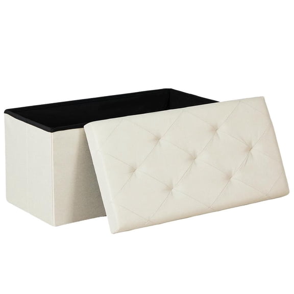 Topcobee 30" PVC Storage Bench, Foldable and with A Load Capacity of 660 Pounds, Modern Furniture for Living Room, Beige