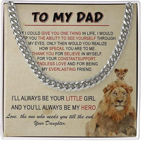 To My Dad Necklace With Message Card and Gift Box, Father’s Day Gift Necklace, Gift Birthday For Dad Necklace, Dad Gifts From Daughter, To My Dad Necklace from Daughter or Son