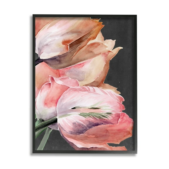 Stupell Industries Pink Tulips Flower Arrangement Botanical & Floral Painting Black Framed Art Print Wall Art