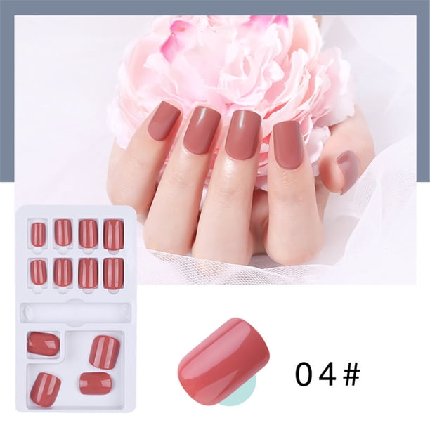 Uñas postizas a presión, regalo para mujer, kit de manicura extraíble, uñas postizas que se pueden usar con parches de colores, 1 ml de pegamento para uñas.