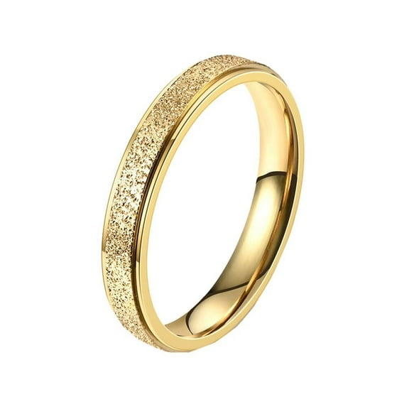 PAMTIER Women's Stainless Steel 4MM Minimalist Sandblasted Skinny Ring Gold Size 7
