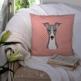 thumbnail image 3 of Caroline's Treasures BB1236PW1414 Checkerboard Pink Italian Greyhound Canvas Fabric Decorative Pillow , 14Hx14W,, 3 of 4