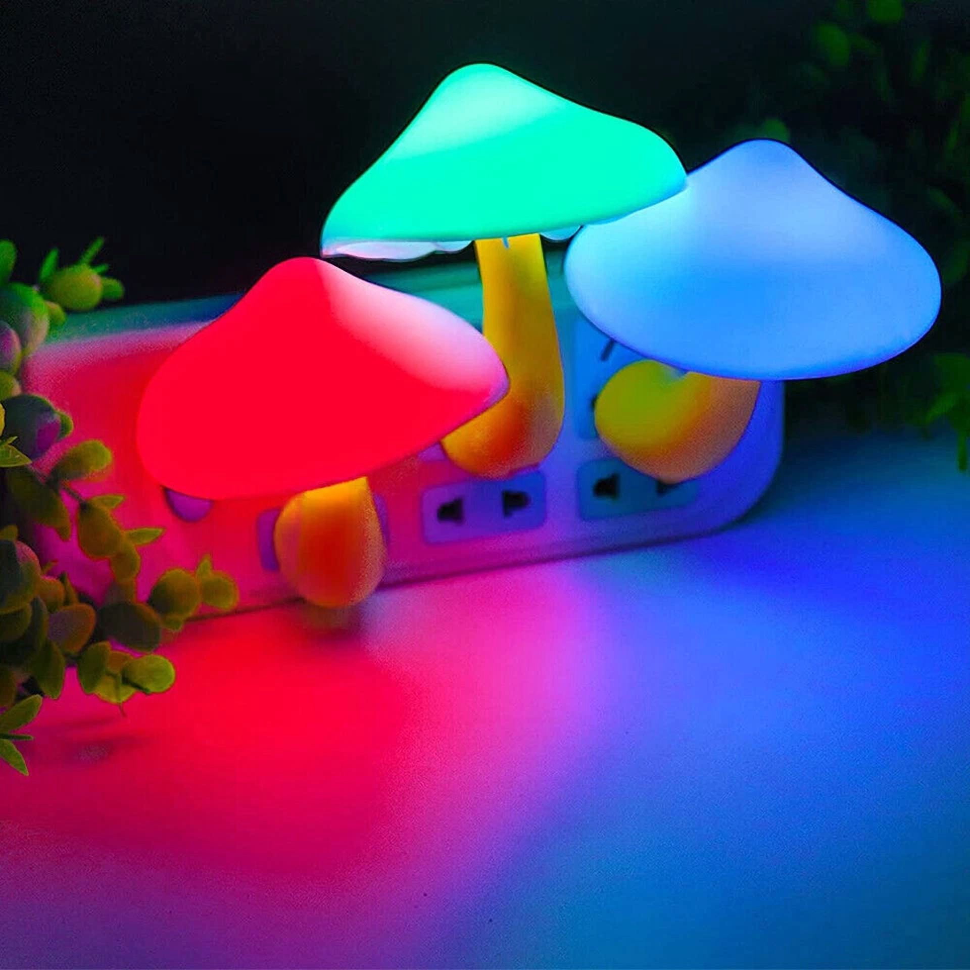 3X Insert Led Bed Cute Mushroom Night Light Wall Light Baby Night Light For Kids