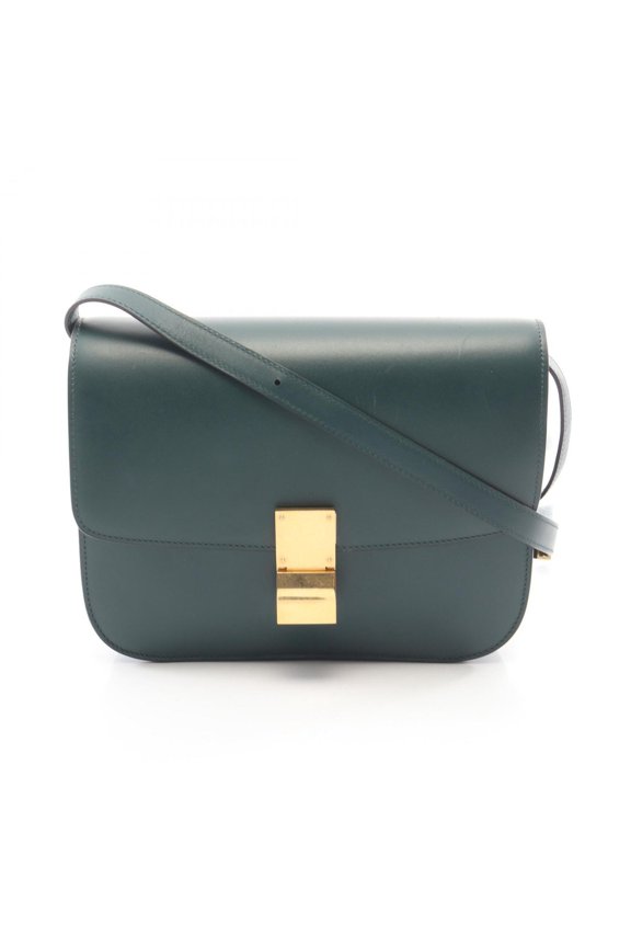 Pre-Owned Celine Classic Box Medium Shoulder Bag/Handbag, Leather, Women's, Green