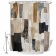 thumbnail image 2 of Shower Curtains for Bathroom, Modern Black Brown Waterproof Fabric Shower Curtain, Abstract Oil Painting Art Decorative Bathroom Curtain for Bathtub, 72"x78", No Hooks Included, 2 of 9