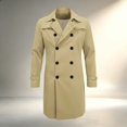 thumbnail image 4 of uublik Mens Trench Coat Khaki Long Sleeve Classic Overcoat Open Front Cardigan Jacket, 4 of 6