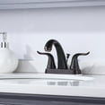 thumbnail image 4 of Wowow 4 inch Centerset Oiled Rubbed Bronze Bathroom Sink Faucet With Lift Rod Drain Assembly Stainless Steel Faucets, 4 of 9