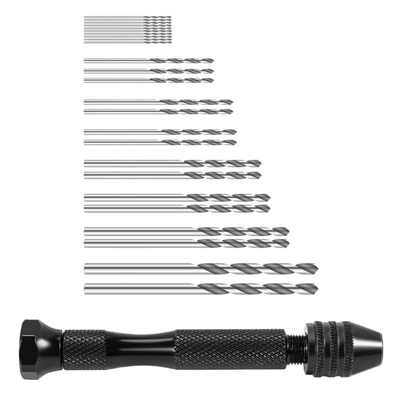 Hand Twist Drill Bits Set,DIY Pin Vise Model Mini Spiral with 25pcs 0.3mm to 3.0mm Micro-Drill (Black)
